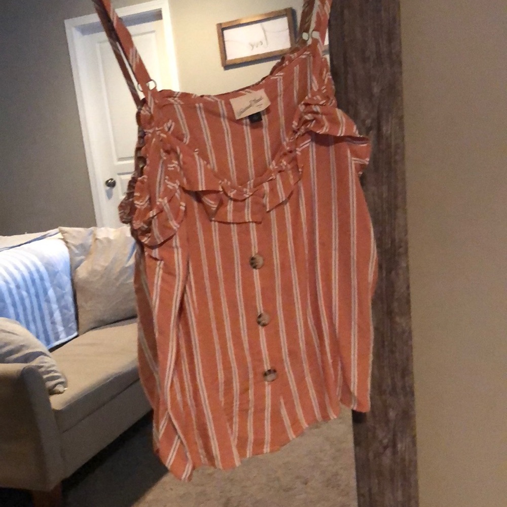 Pink/ Salmon Colored Button Top